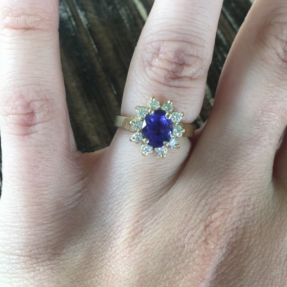 Diamond Tanzanite Ring 14K Yellow Gold - Picture 3 of 3